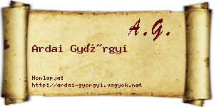 Ardai Györgyi névjegykártya