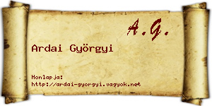 Ardai Györgyi névjegykártya
